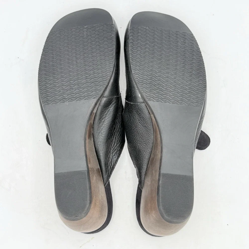Naturalizer Gagan Black Leather Mary Jane Mules Wedge Shoes Buckle Women's Sz 10
